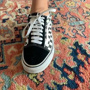checkered lace up vans